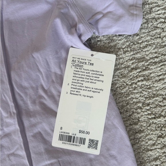 NWT Lululemon Lavender Crew Neck T-Shirt - Picture 2 of 3